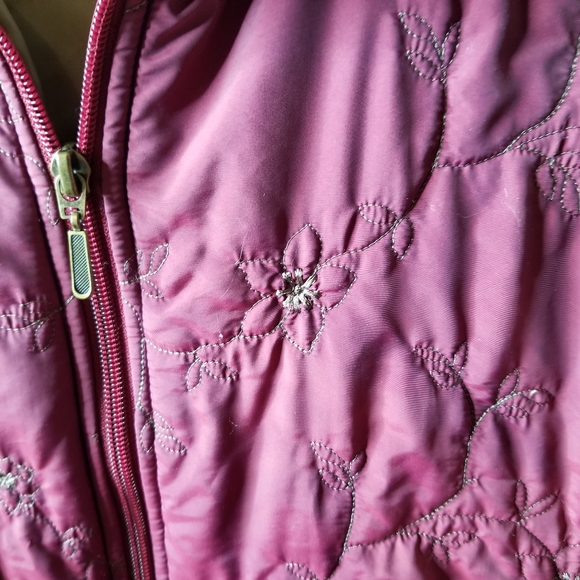 CROFT & BARROW Quilted Marron Floral  Embroidered Vest Sm PL - Picture 5 of 11